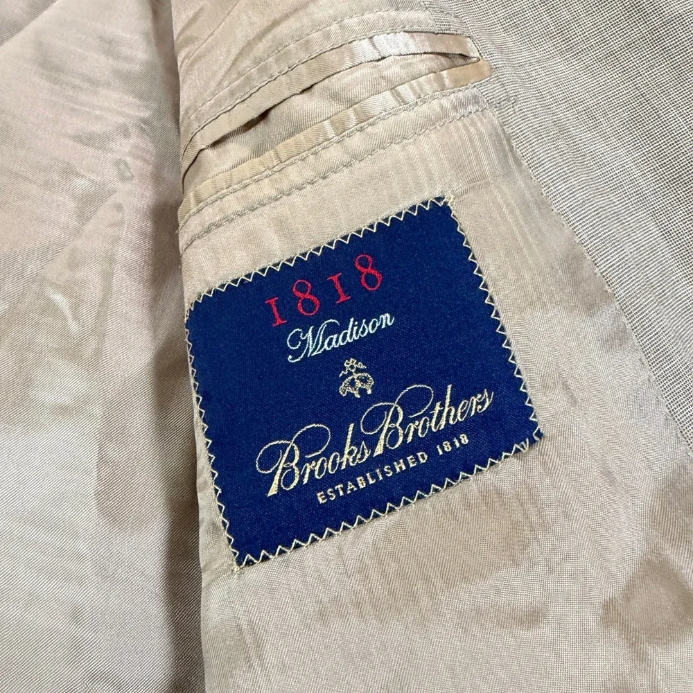 Brooks Brothers 1818 Madison Blazer Mens 40R Classic Tan Loro Piana Wool Italy